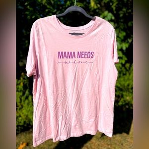 3X PositiviTees “Mama Needs Wine” light pink shirt